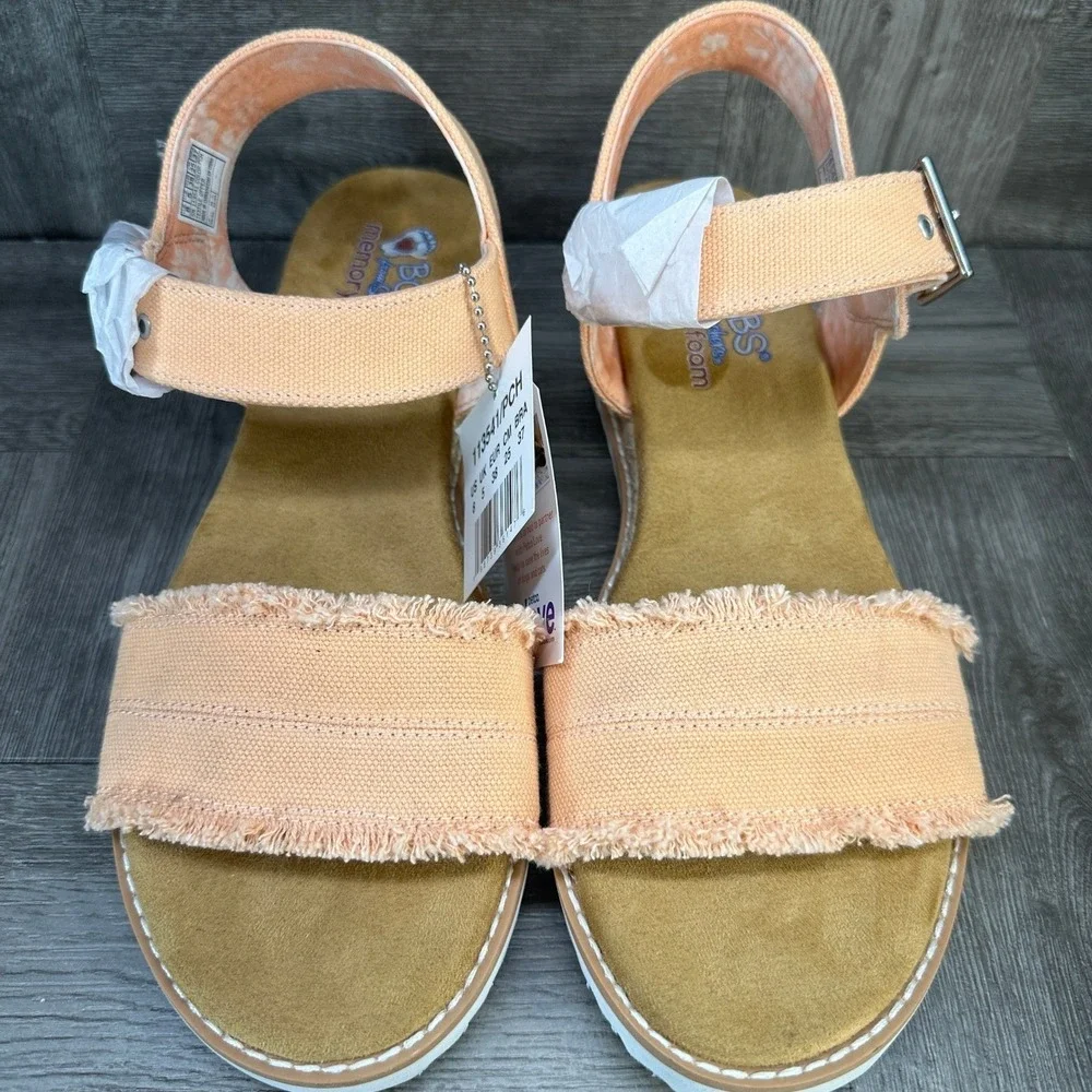 BOBS Skechers Desert Kiss Sandals Women 9 Canvas Frayed Boho NEW 113541/PCH